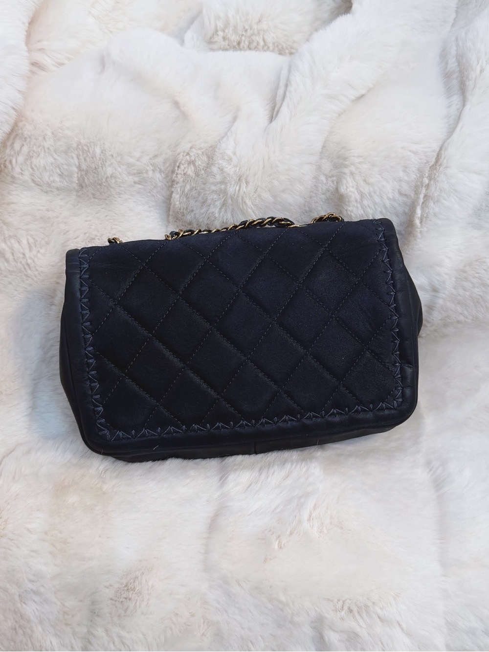 Chanel Navy Blue Quilted Whipstitch Single Flap Bag - Picture 2 of 13